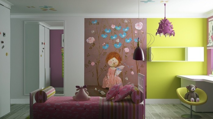ילדה-טפטים-the-מאוד-ירוק-יפה-בקיר חדר השינה