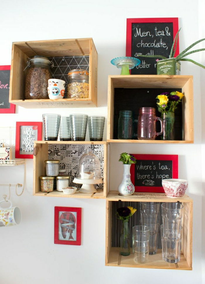мебели-от-палети Срок на виното Crate кухненски шкафове кухненска посуда Цветя