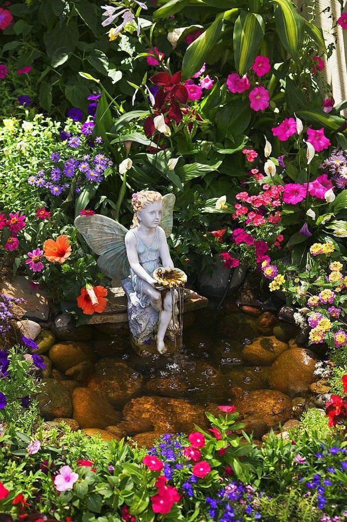 Statue magique Fleurs de jardin Fontaine