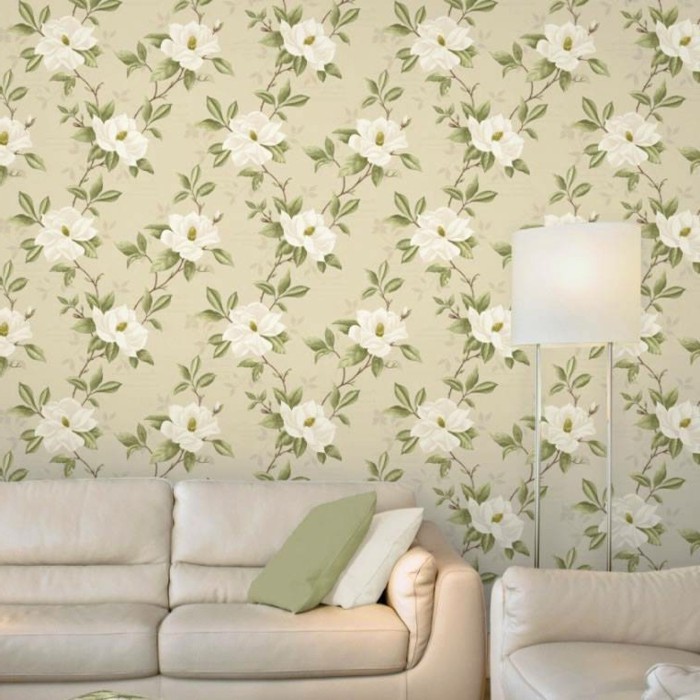 magnolias-couleur efficace papier peint moderne canapé et fauteuil