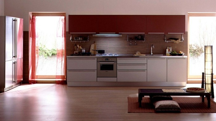 magnolia de color rojo-cocina-pared-super-modelo-moderno-mirada