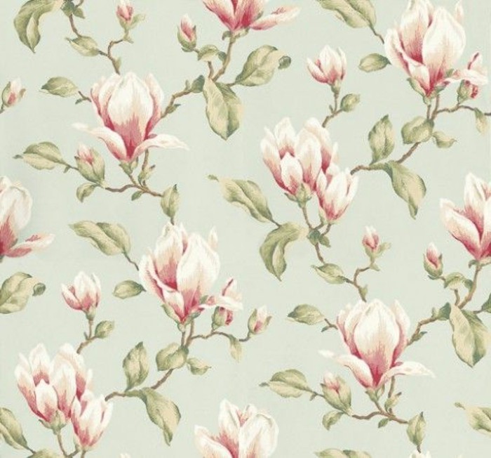design-avec-rétro-papier peint magnolias-couleur mur