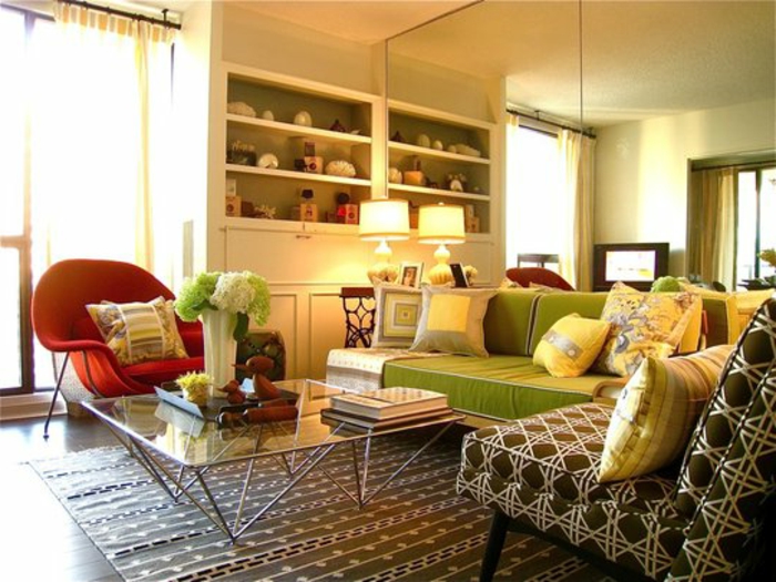 ماغنوليا-لون جميل من الأثاث في غرفة المعيشة كبيرة
