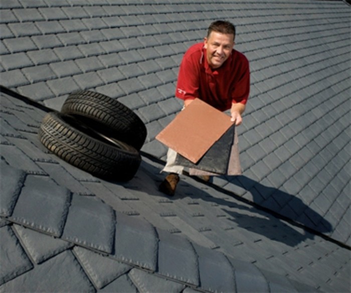 人 - 上的屋顶使用的轮胎回收利用原来的实践理念