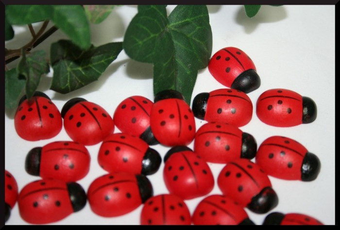 Ladybugs-реми място до най-зелените-leafing-
