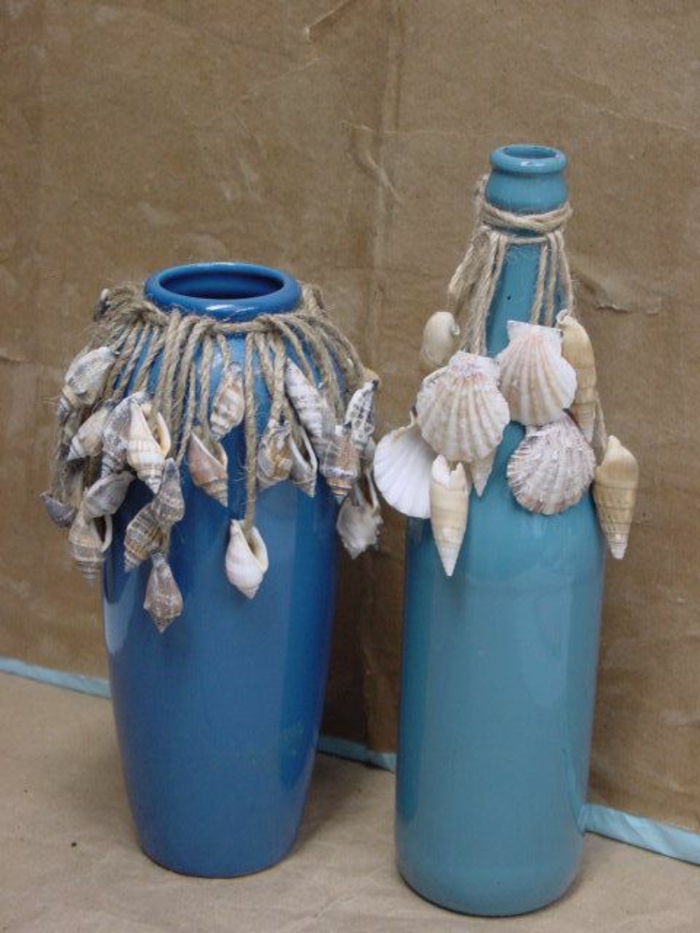 pomorske deco-školjke ljuska blue vaze