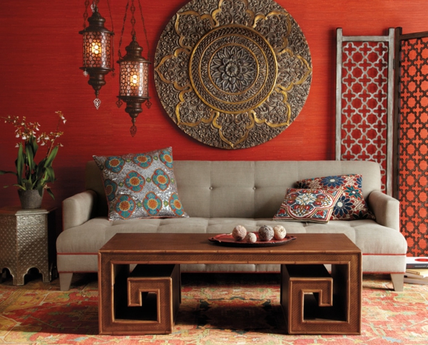 Marroquí-muebles-gris sofá