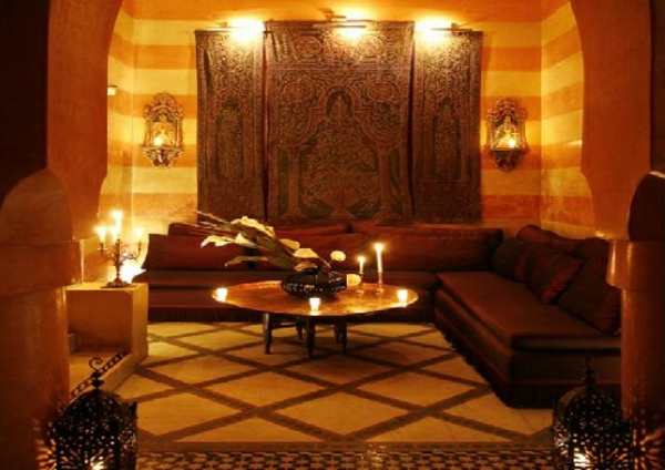 Marokon huonekalujen romanttinen-valaistus-huoneessa