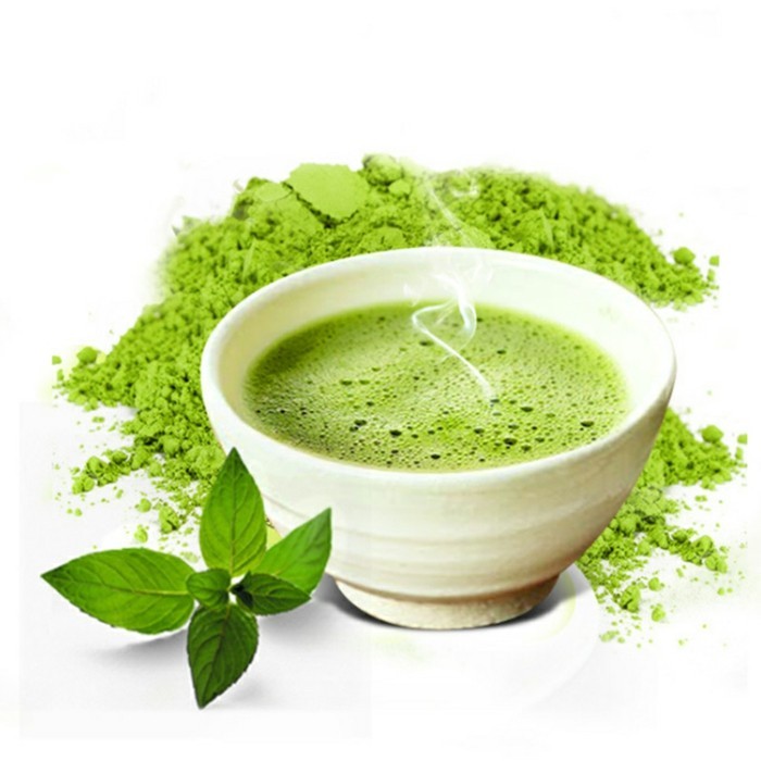 matcha-tee-reseptit-vihreä-teetä-jauhe-with-minttu-teen ja jauhe-valokuva-of-matcha sivutuotteiden