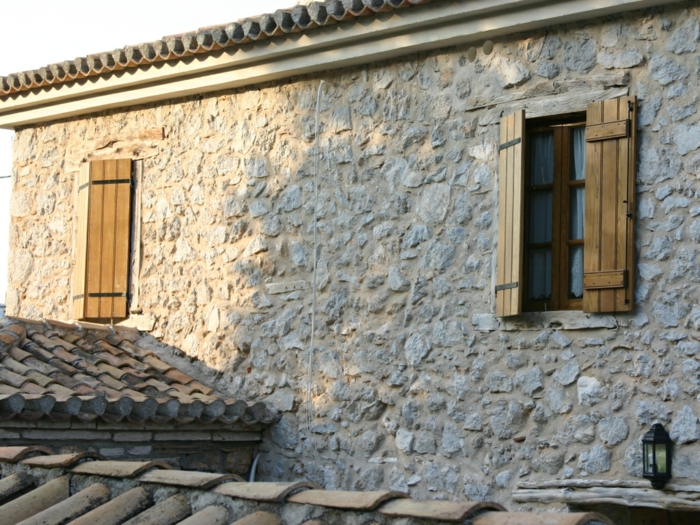 višekatan kuća kamena prozor drveni trgovine