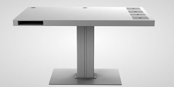 γραφείο σχεδιαστή - τετράγωνο λευκό τραπέζι