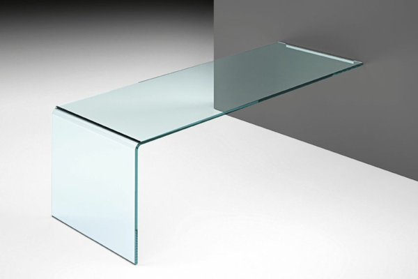 minimalistički - Desk od stakla do u zidu