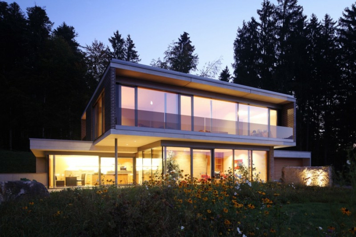 modelo de la casa-acumulación de techo plano-diseño-idea-para-arquitectos