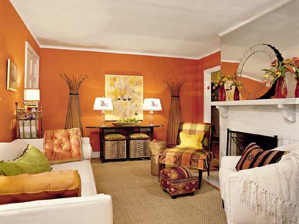 Modere-mur-couleur-vie d'abricot couleur design neu
