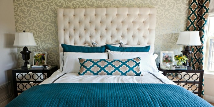 moderno-namješten jednosoban elegantne posteljinu prekrivač tirkizna
