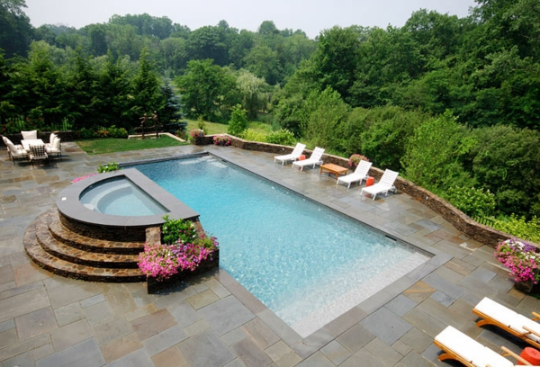 piscina jardín moderno diseño en la idea de diseño