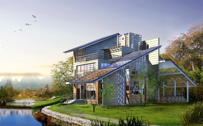 съвременен архитект къщи-красив-дизайна и-красива природна среда