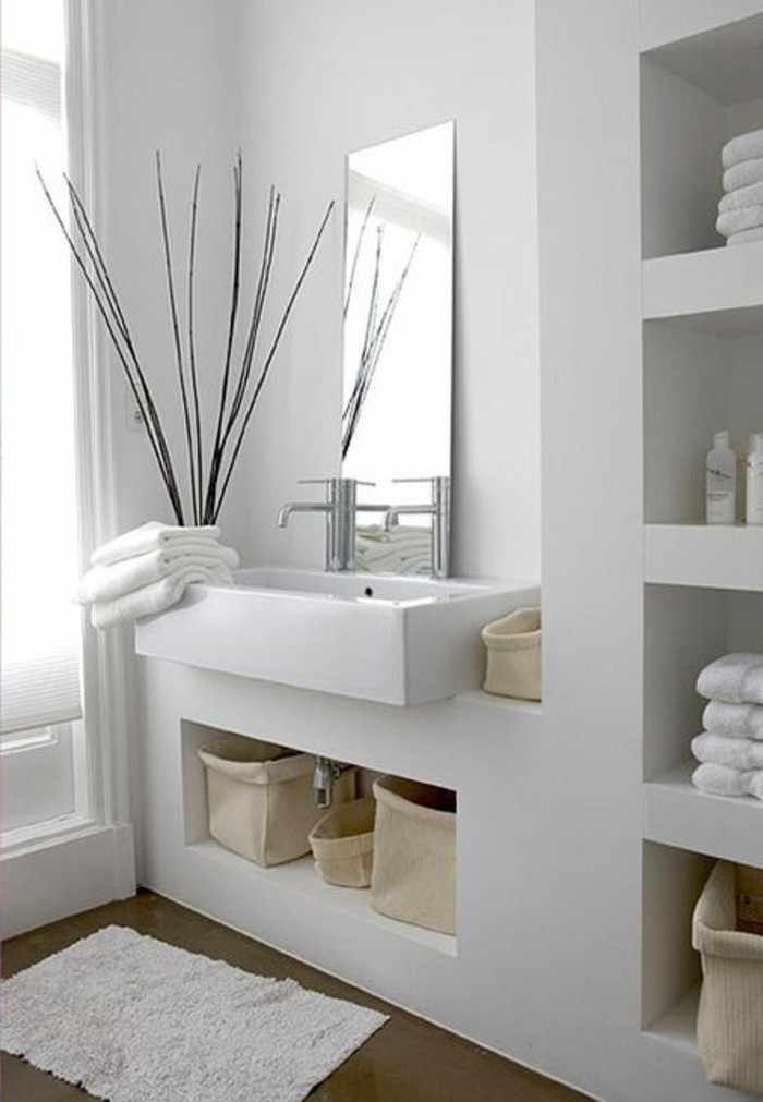 Modern-salle de bains-miroir moderne évier beau-étagères