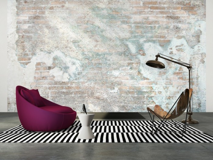 papel de pared de ladrillo moderno en-hermosa-sala de estar