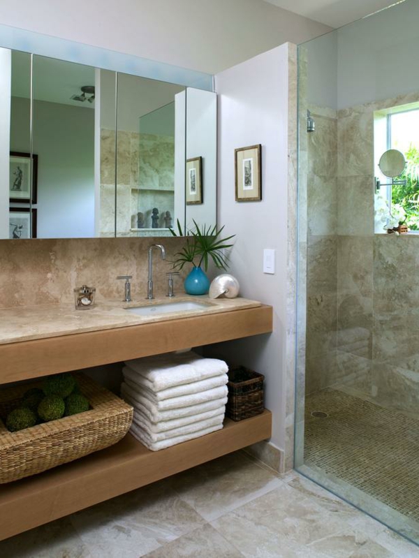 modern-fürdőszoba-dekoráció-kreatív-design - zöld dekoratív növény