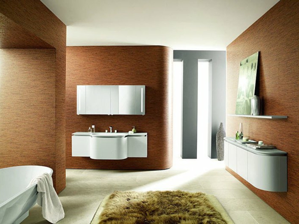 moderni kylpyhuone taupe seinämaali - kalusteet valkoisella