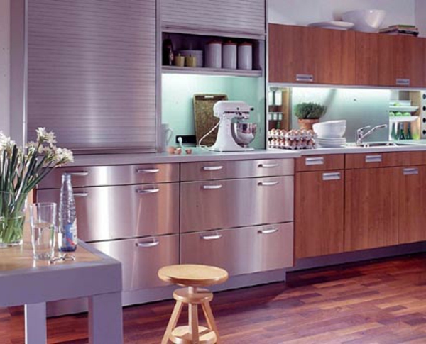modern rozsdamentes acél konyha - beépített mosogató modern konyhai elemek