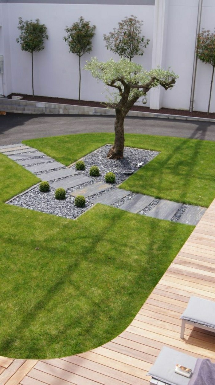 moderni maisemointi-puutarhanhoito art-art nurmikon ja puu