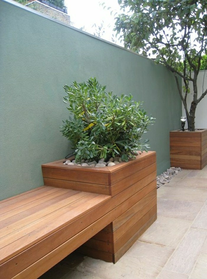 съвременния gartengestaltung-дървена градинска пейка