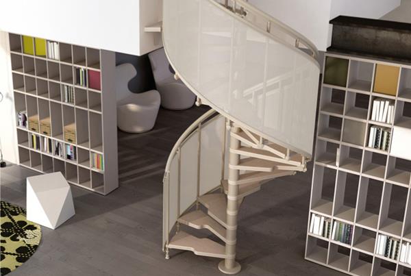 escalera de caracol de ahorro moderna-habitación-- diseño de interiores