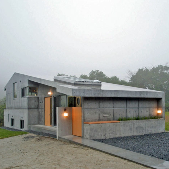 съвременния фронтон покрив къщи-сиво-дизайн-Баухаус сграда