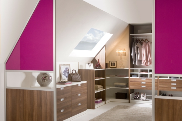 خزانات الحديثة للسقف مائل في غرفة بوضعه في وردية-عناصر
