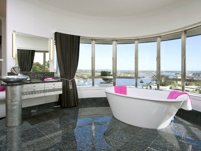 σύγχρονη όνειρο μπάνιο-design-όμορφα-μοντέλο-μπανιέρα-γυαλί-τοίχων