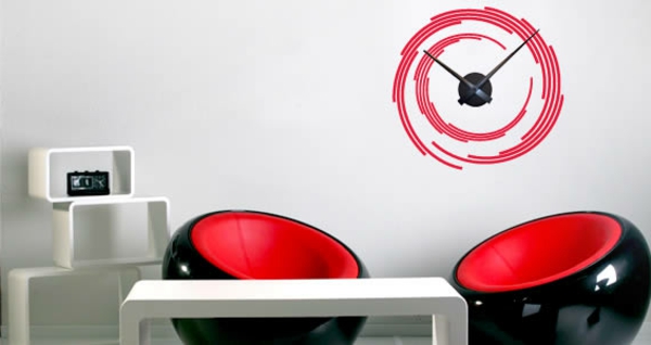 moderni zidni sat-jeftin-lijep-model - crvena s crnim kombinacijama