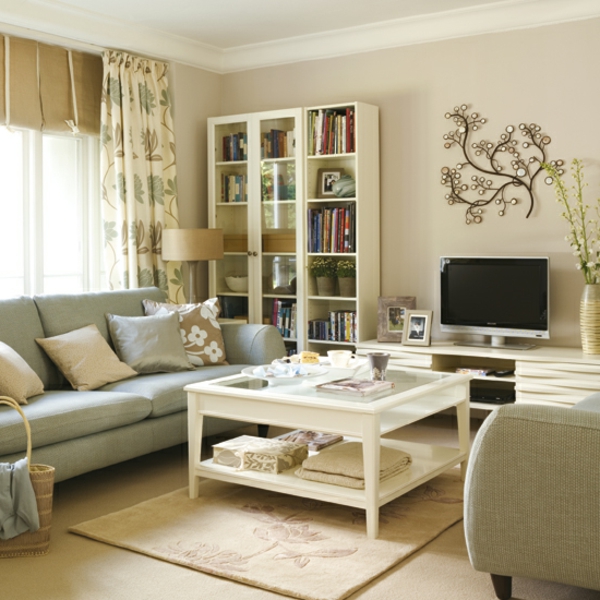Moderno-living-room-furniture-examples-many throw-pillow en la pequeña sala de estar