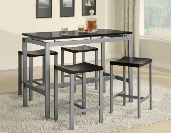 модерен - Бар маса с четири-столове в дома