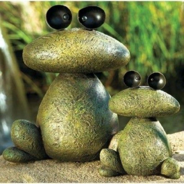 moderni rock vrt-dvije žabe-od-kamena