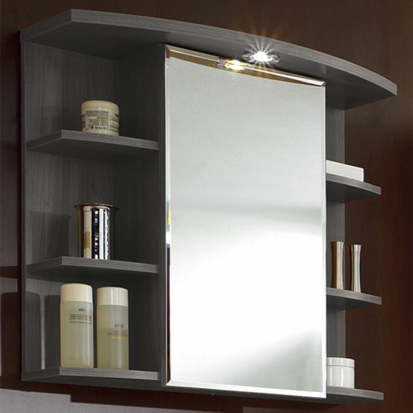 модерен и красив огледален шкаф за баня - много рафтове