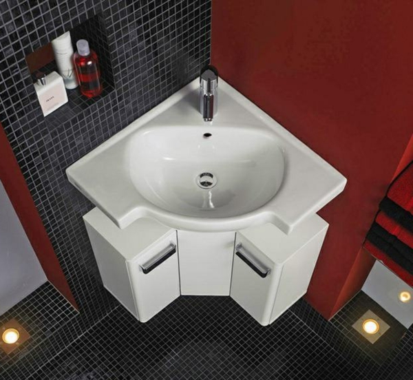 lavabo avec armoire en salle coin moderne