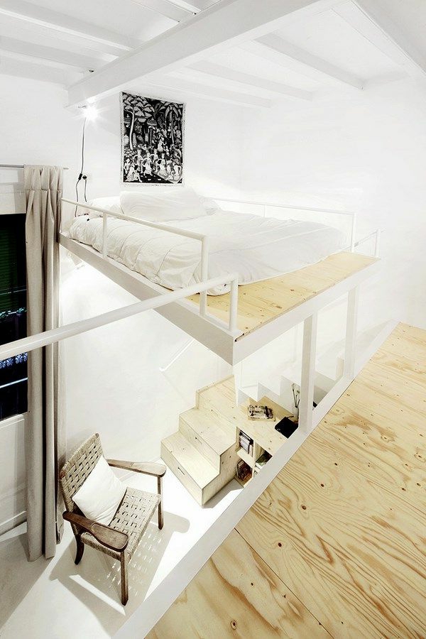 moderna spavaća soba u potkrovlju s-stepenice dizajn interijera ideje žive ideje
