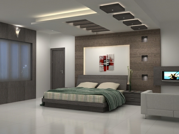 आधुनिक बेडरूम-अप्रत्यक्ष प्रकाश व्यवस्था में बेडरूम