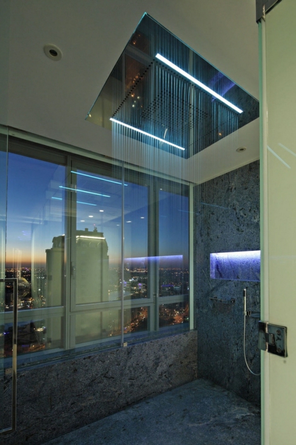 baño extravagante amueblar paredes de vidrio ducha moderna de mármol
