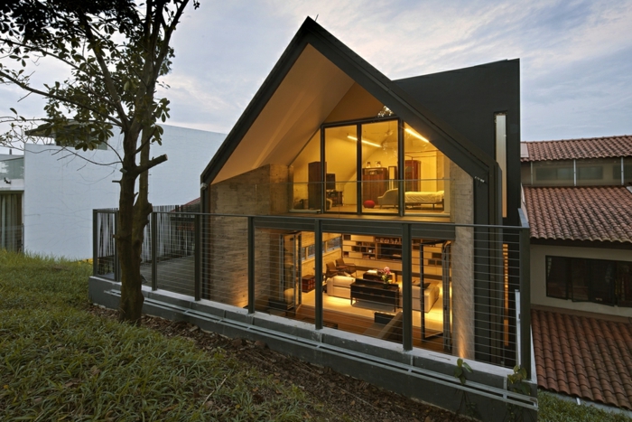 съвременния натрупване красив-фронтон покрив къщи