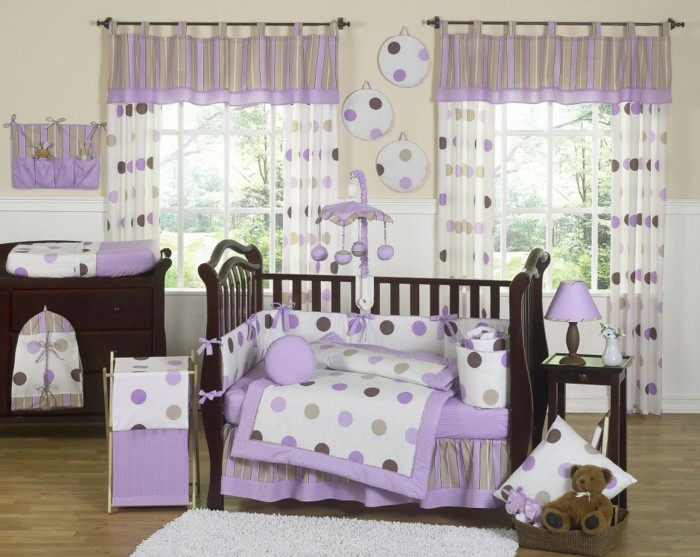 moderno-design-bebé-cuna-púrpura-ropa de cama
