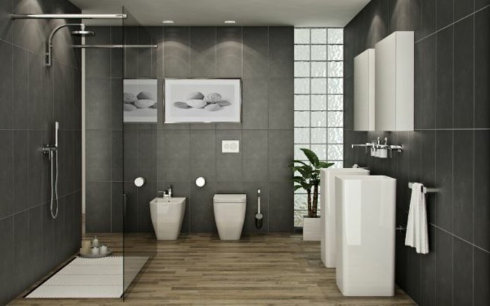 μοντέρνο σχεδιασμό-μπάνιο-γκρι-τοίχους-κομψό σχεδιασμό
