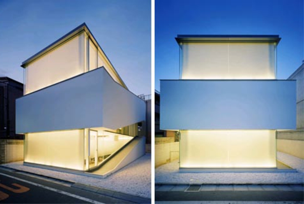 modern családi ház - két kép - gyönyörű világítás