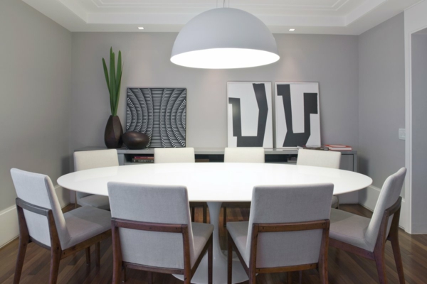 moderne-salle à manger-avec-ronde-table-belle conception de la chambre