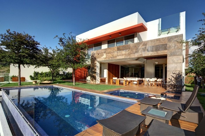 modern ház vonzó design-egy-gyönyörű medence