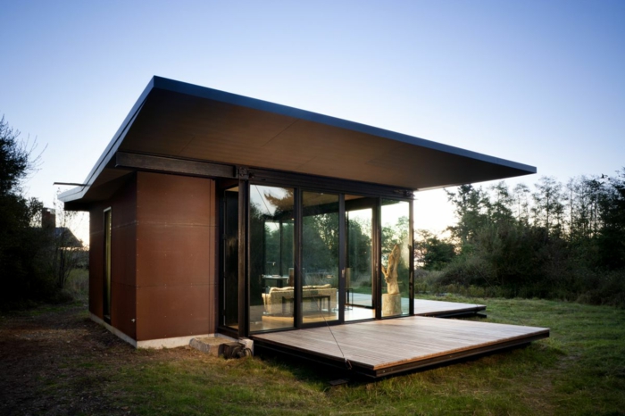 модерна къща-натрупване супер-дизайн-завършена къща-с-плосък покрив