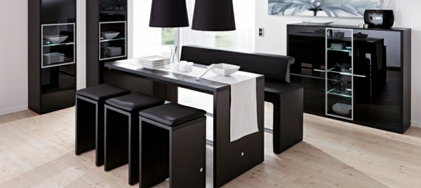 moderna crno-blagovaonica-namještaj set-blagovaona stolice blagovaona stol-dizajn ideje