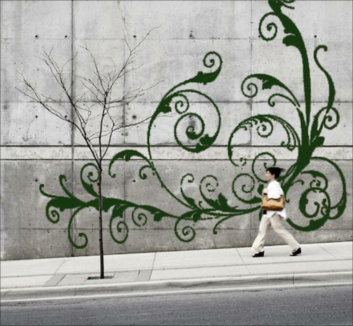 Streetart mahoviti grafiti na zidu